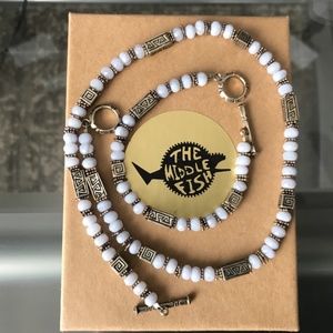 Beautiful Necklace & Bracelet Set. Silver Beads & Light Blue Stones